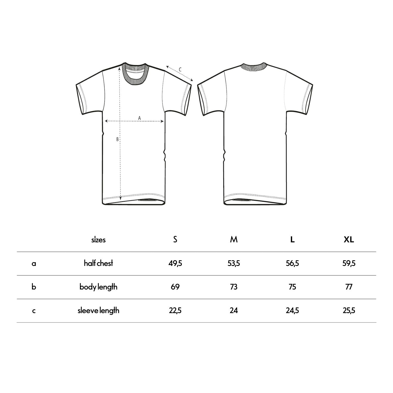 größentabelle für fritz-kola t-shirt