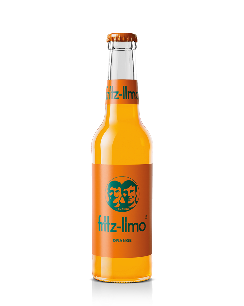 glasflasche fritz-limo orange mit orangem etikett