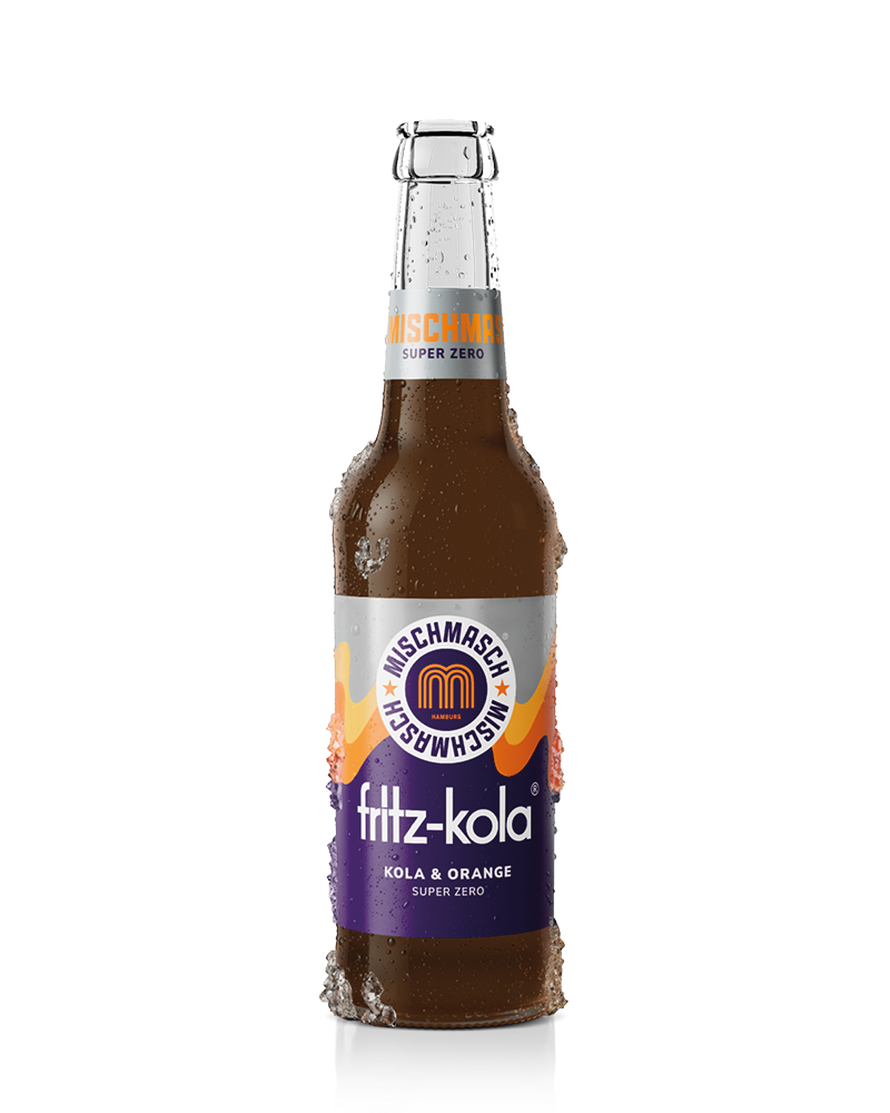 mischmasch super zero Flasche mit Kondenswasser und Eis an der Glasflasche